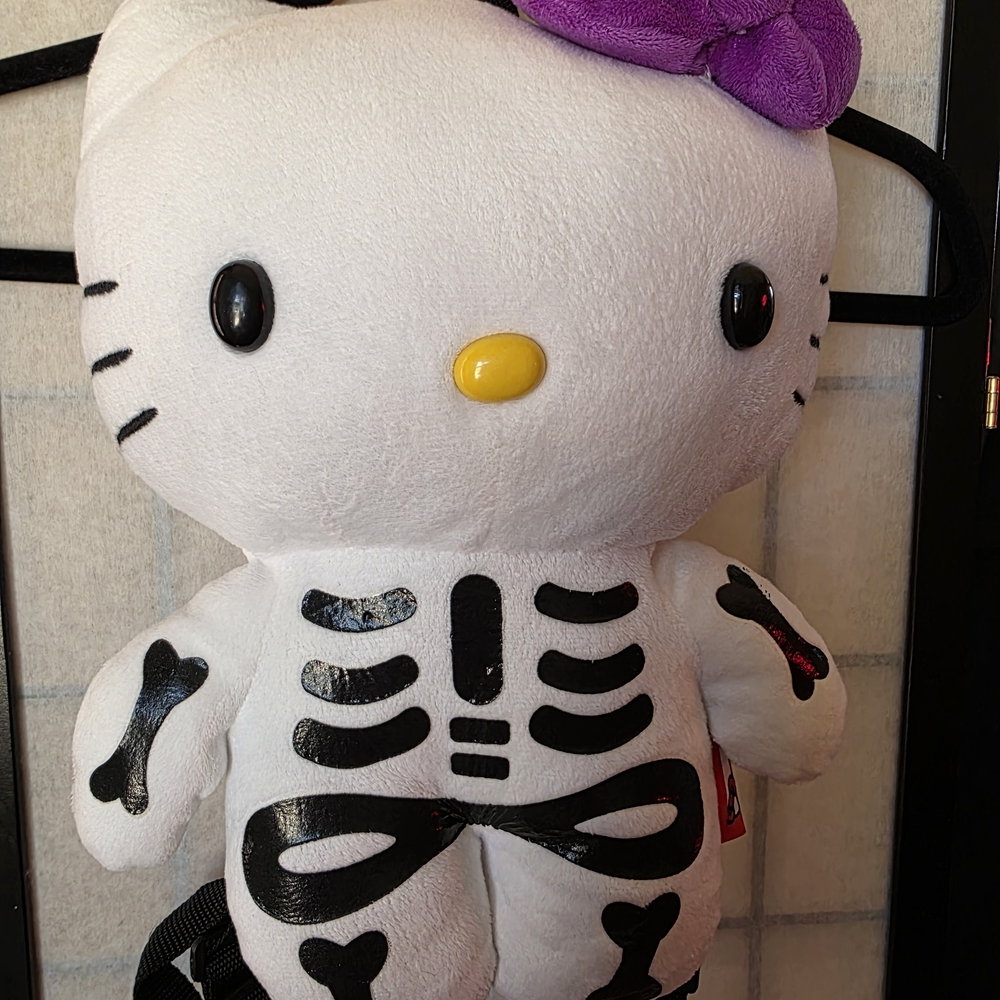 Hello Kitty Skeleton Plush Toy - White and Black